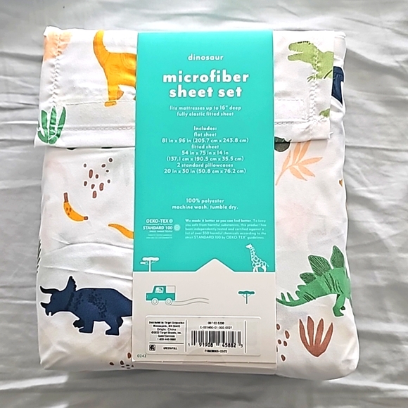 Dinosaur print microfiber kids sheet set by Pillowfort Target USA full size - Picture 2 of 3